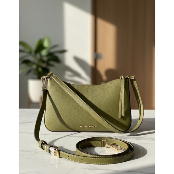 Michael Kors Olive Green Pebbled Leather Crossbody Bag With Adjustable Strap & G - Picture 2 of 13